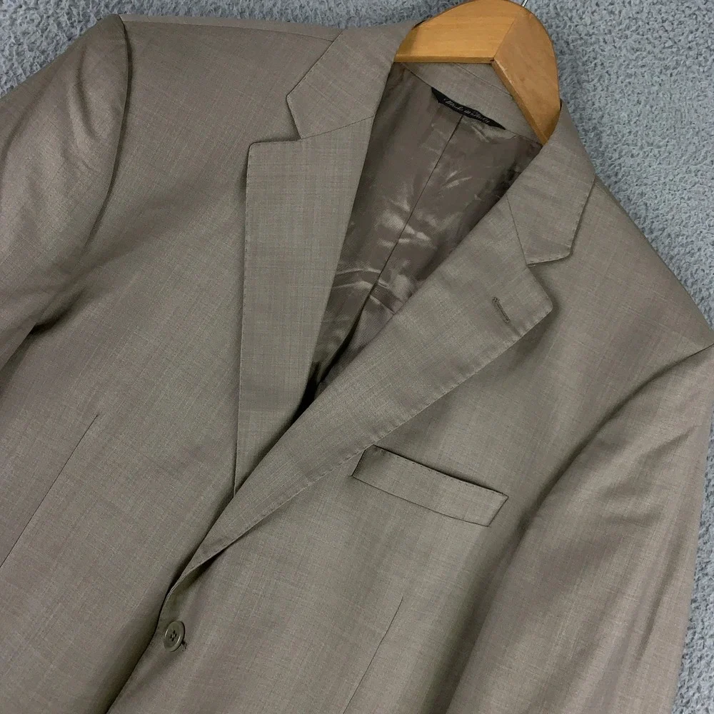 Saks Fifth Avenue BLACK Blazer Mens 44 Tan Silk Zegna Cloth Sport Coat Jacket